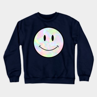 Holo Trippy Smiley Face Black Outline closer eyes Crewneck Sweatshirt